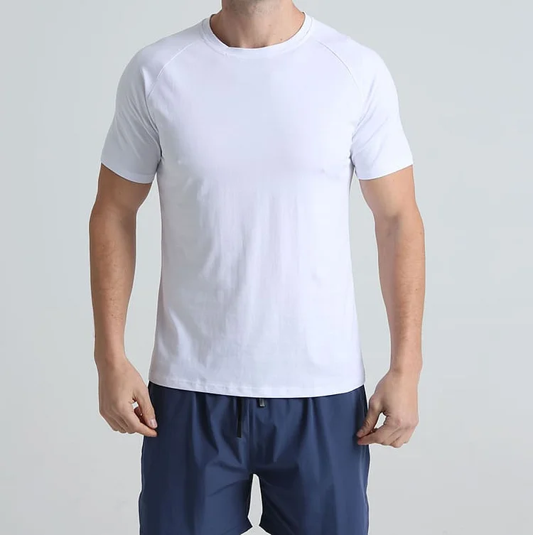 PASUXI Men's Premium Cotton Athletic T Shirt Summer Relaxed Fit Workout Tee Breathable Gym Top huanwei