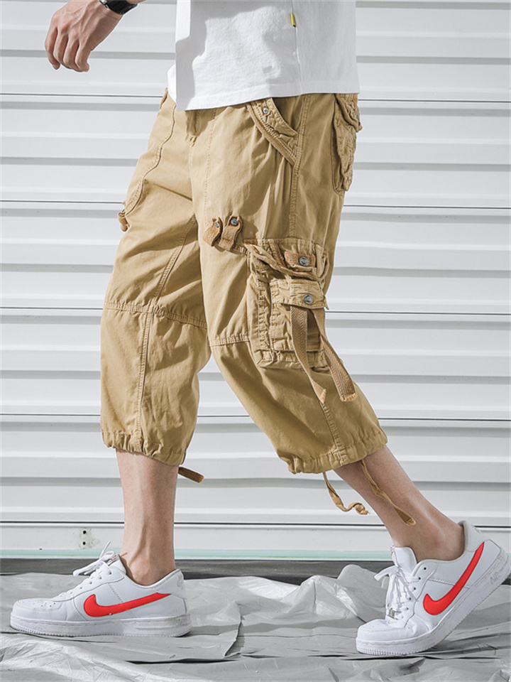 Men's Cargo Shorts Shorts Hiking Shorts Leg Drawstring 6 Pocket Plain Comfort Outdoor Daily Going out Cotton Blend Fashion Streetwear Army Green Red
