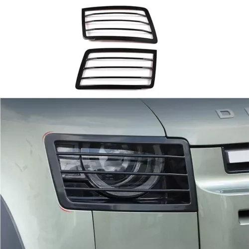 Dronehint Guard Front Headlight For Land Rover Defender 2020-2023 Lamp Protect Black Steel (For: Land Rover) Parts