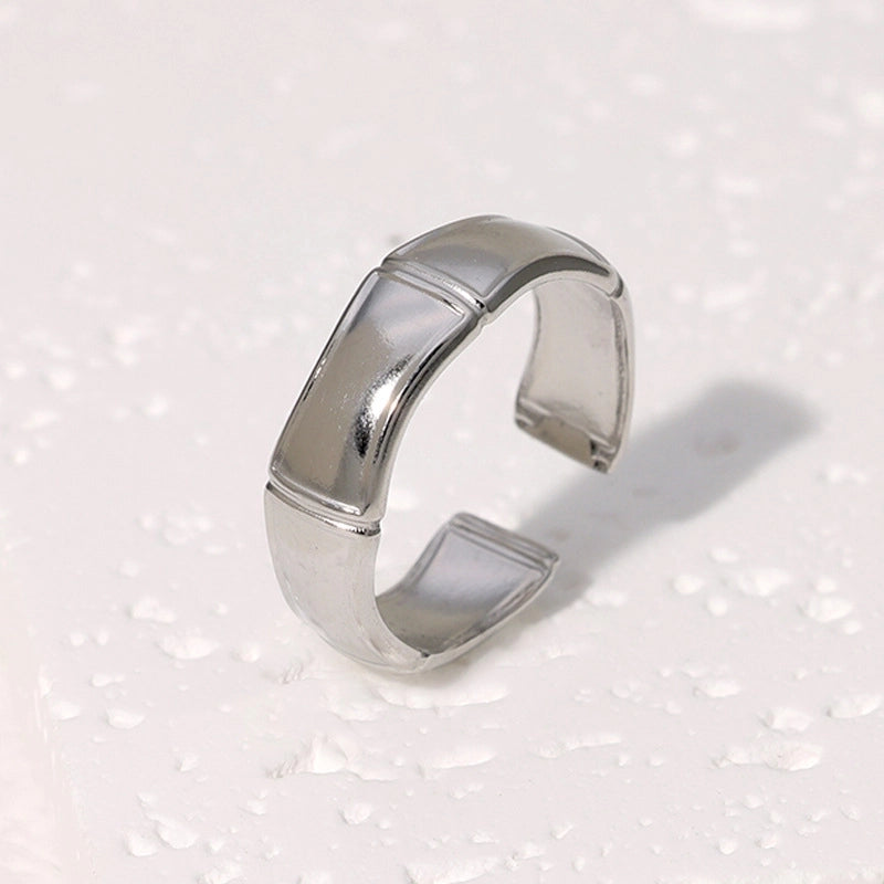 Casual Minimalist Geometric 304 Stainless Steel Hollow Out Inlay Open Rings