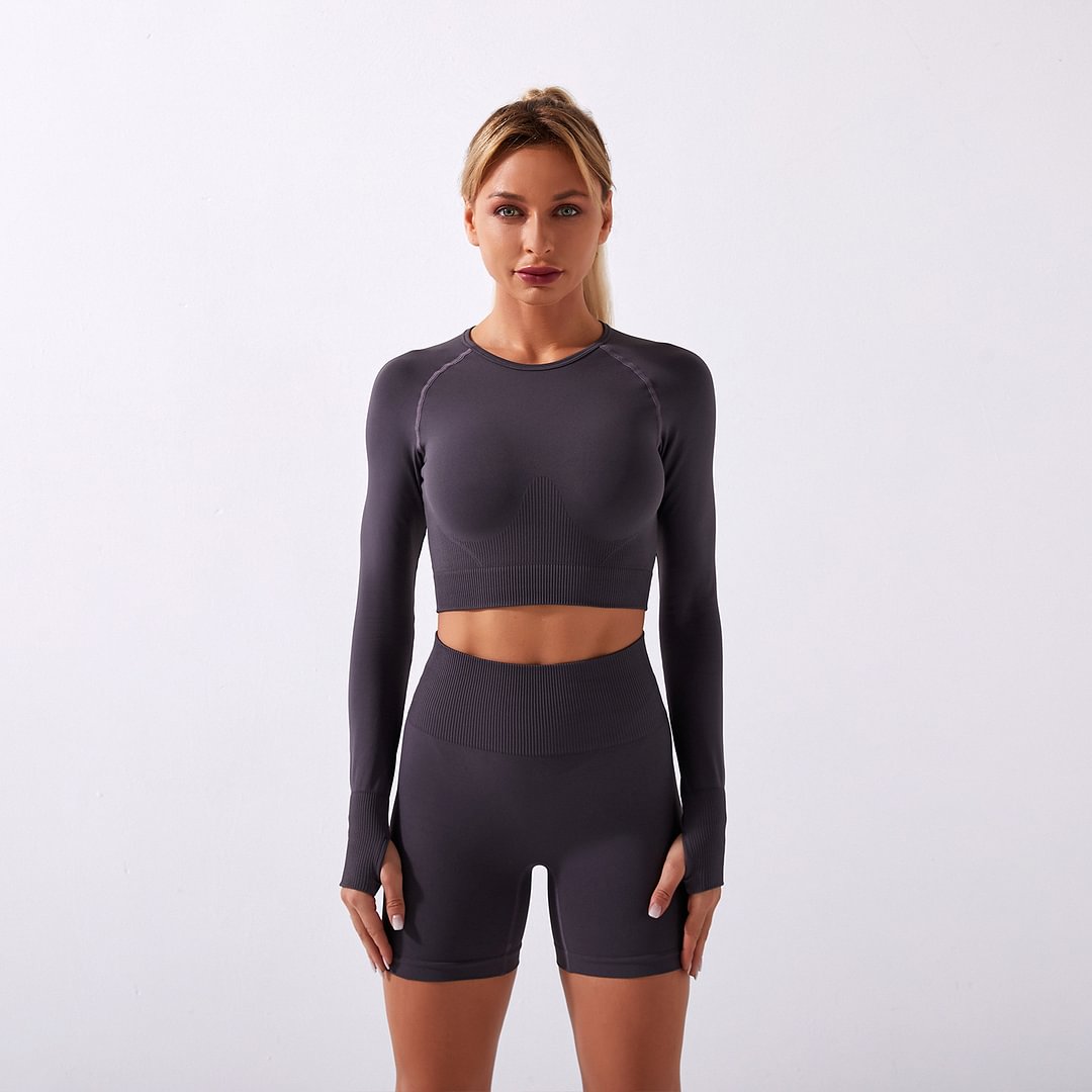 Shark Knitted Yoga Suit Coat Bum Lift Shorts For Children Tops