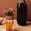 Modern Lazy Glass Tea Infuser Teapot, 3-in-1 Smart One Touch Tea Maker for Loose Leaf Tea Steeper with 9oz Double Walled Tea Cup