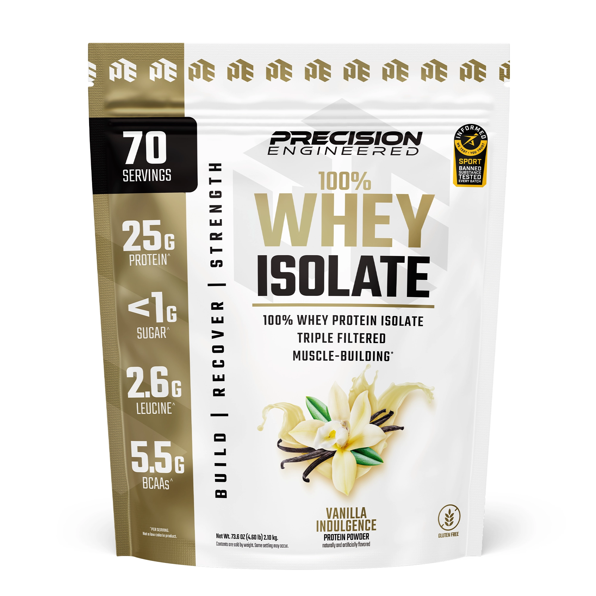 Whey Protein Isolate Vanilla - 70 Servings - 100% Whey Protein Isolate, Triple Filtered, Muscle-building