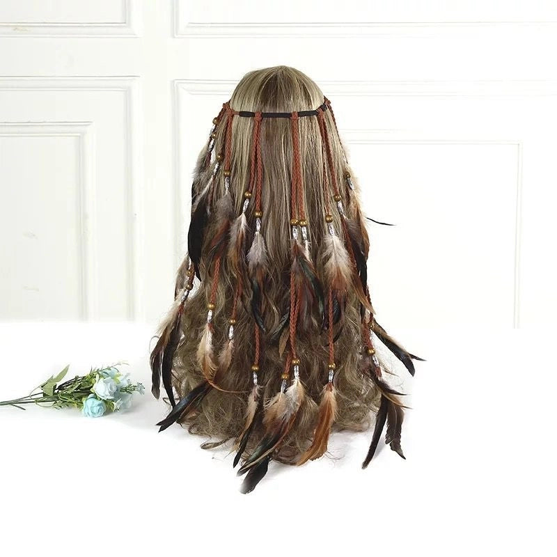 Bohemian Feather Hair Band Hair Band Ji Hippy Travel Long Feather Hair Band Headwear Scenic Spot Photo