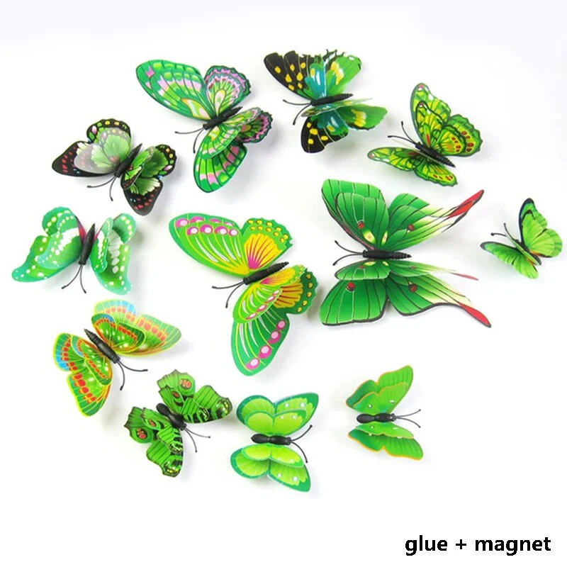 12Pcs 3D Double Layer Butterfly Wall Sticker on The Wall for Home Decor DIY Butterflies Fridge Magnet Stickers Room Decoration