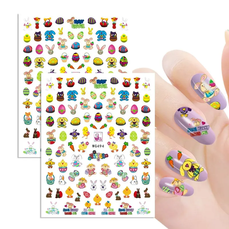 1pc Winter Xmas Nail Sticker 3D Christmas Elk Santa Snowflake Rabbit Cartoon Animal Slider Design Polish Deco Nail Accessories-Nail Inspo