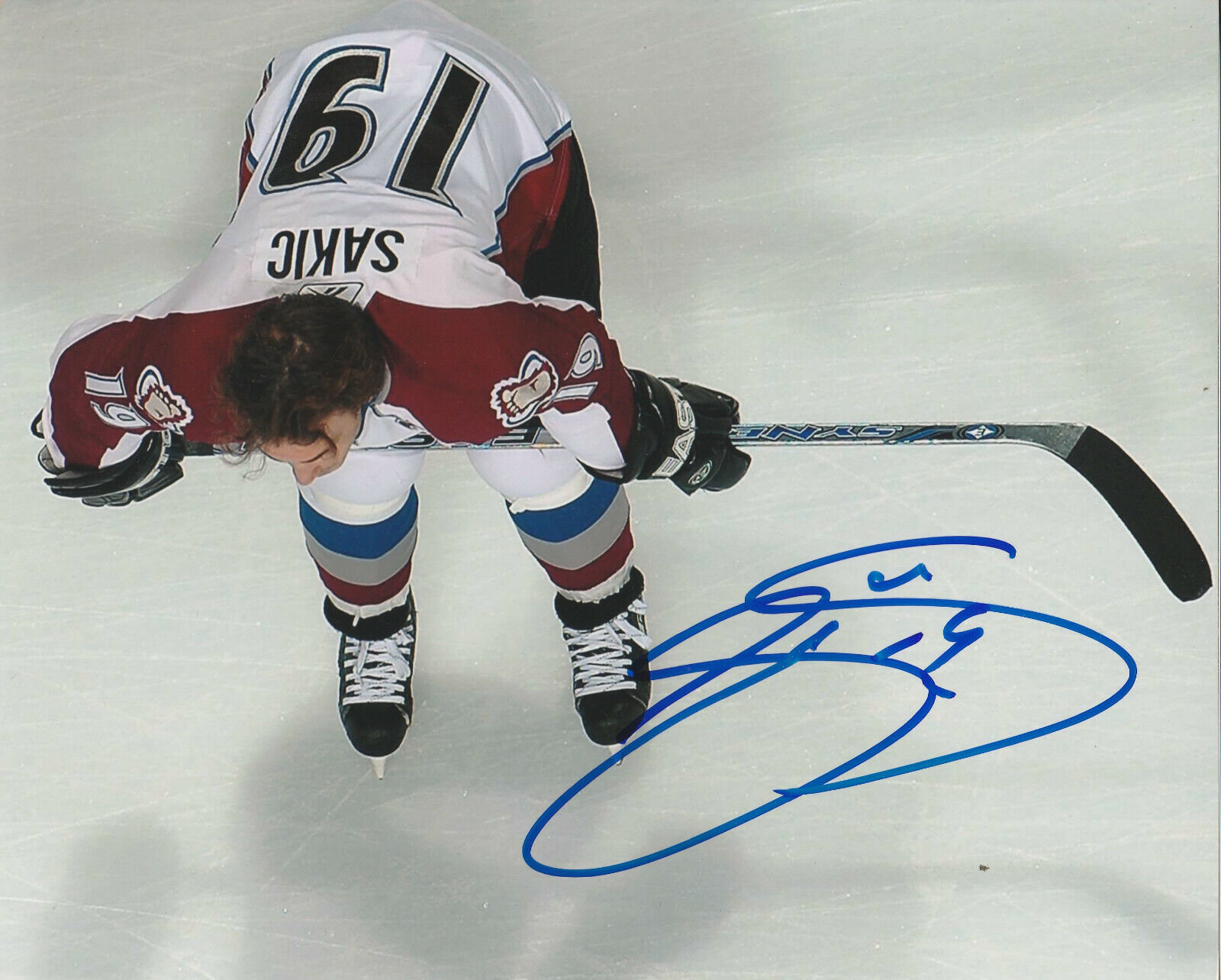 JOE SAKIC SIGNED COLORADO AVALANCHE 8x10 Photo Poster painting #5 HHOF Autograph