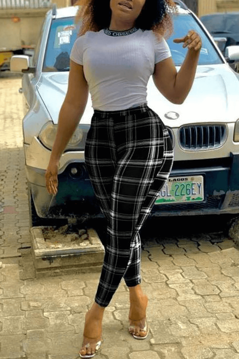 Fashion Classic Regular Plaid Print Two Pieces