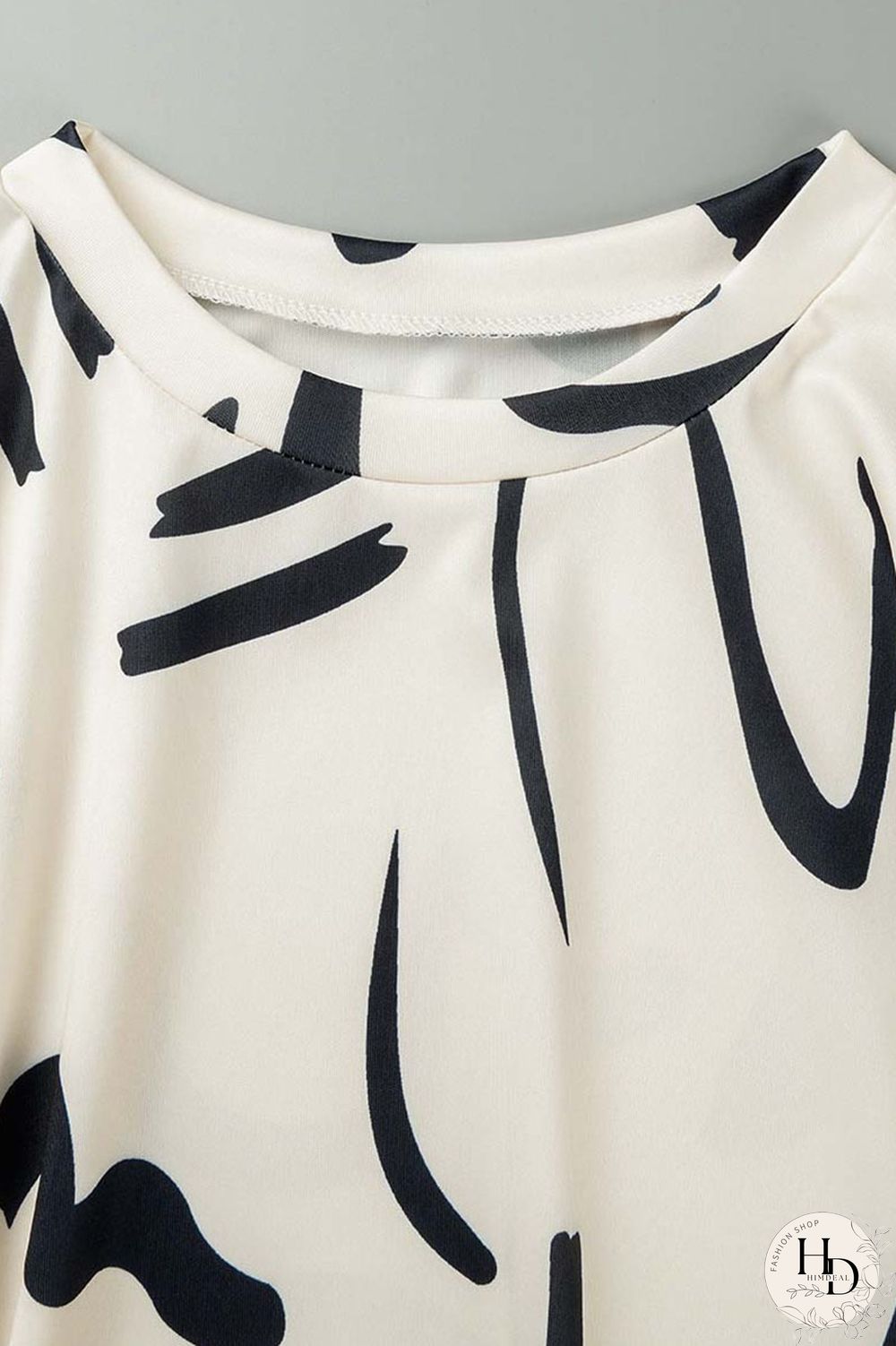 Grey Black Casual Print Patchwork O Neck Short Sleeve Two Pieces