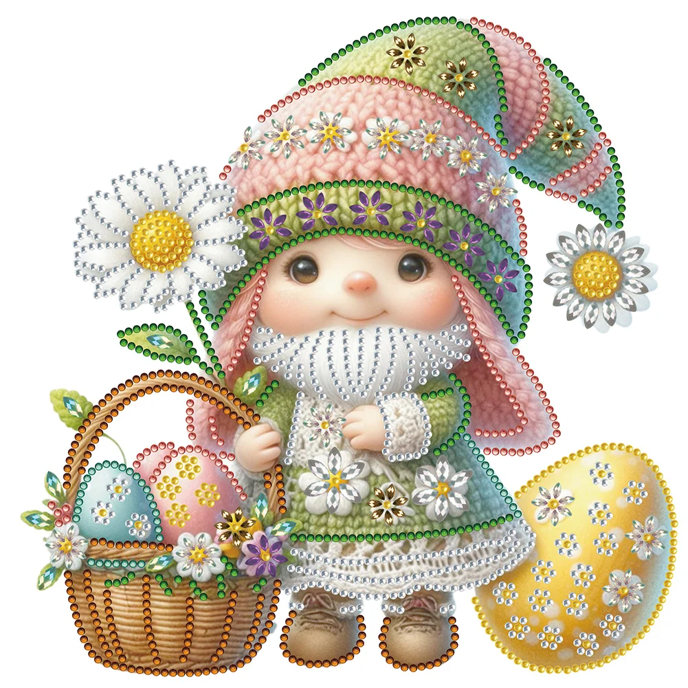 Partial Special-shaped Crystal Rhinestone Diamond Painting - Spring Gnome (Canvas|30*30cm)