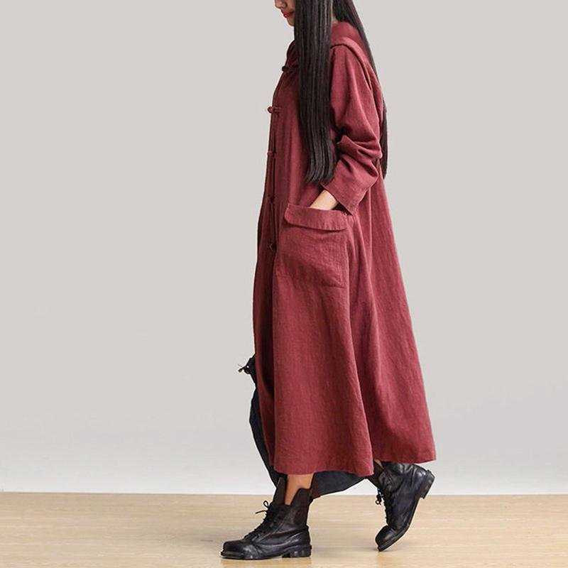 Linen Long Sleeve Midi Dress