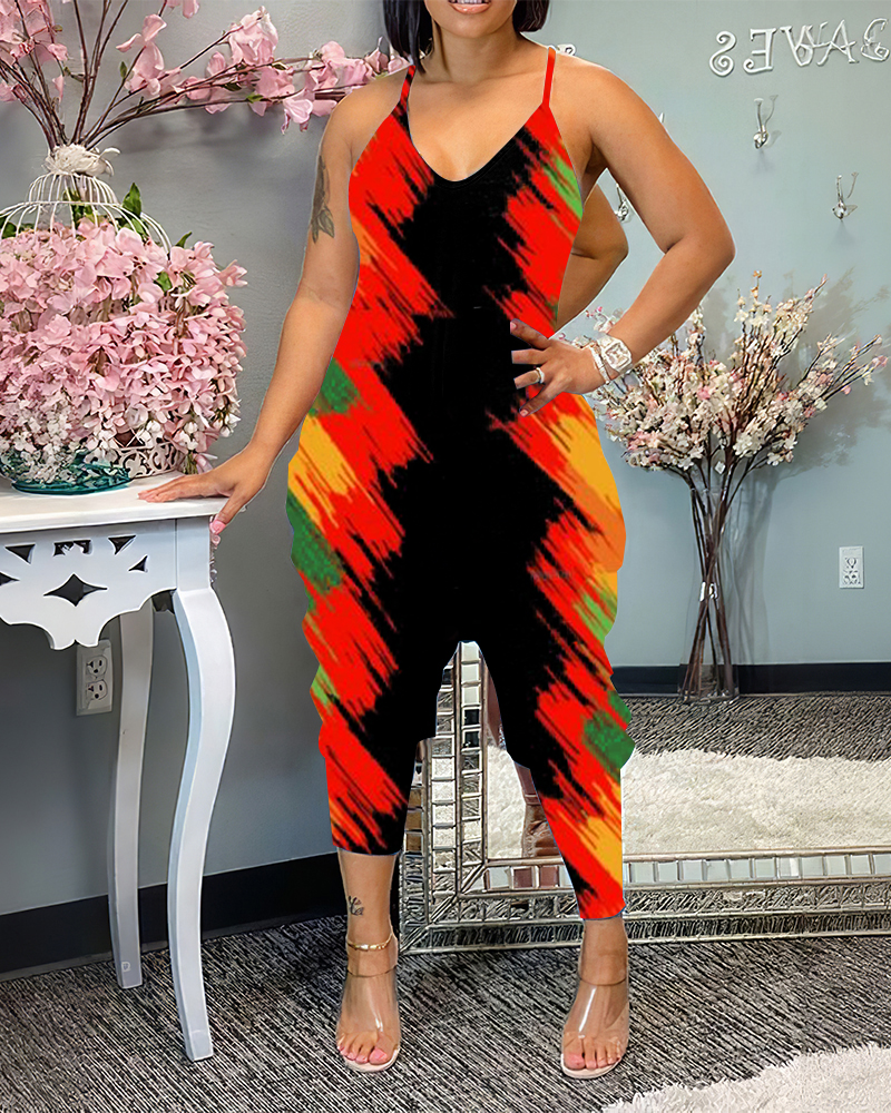 Juneteenth V-Neck Sleeveless Jumpsuit