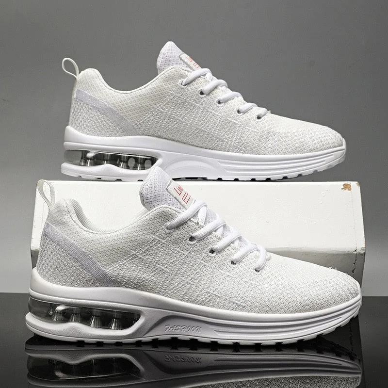 Men's Sneakers Fashion Knitted Sports Shoes for Men Air Comfy Breathable Running Shoes Wear-Resistant Yellow Sneakers