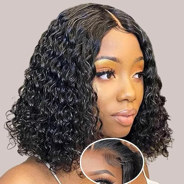 Deep Curly Wear And Go Glueless Wig Human Hair Pre Cut Lace for