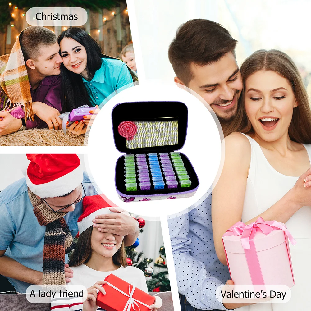 Diamond Painting Purple Butterfly Square Bottle Storage Containers 40 Bottles with Tools for Jewelry Bead