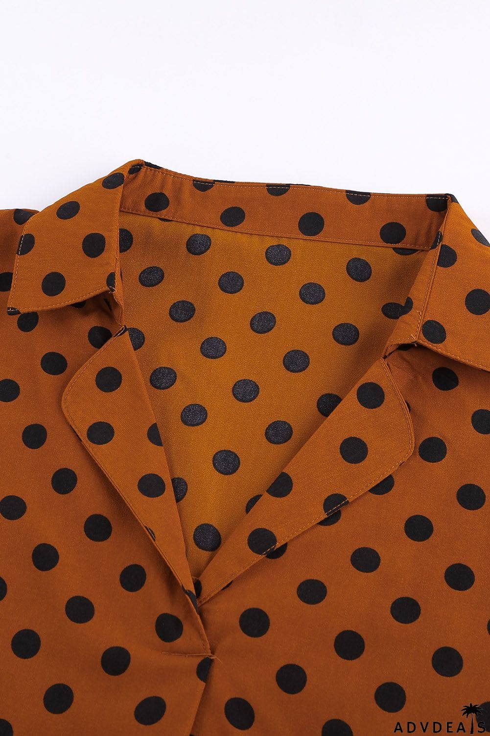 Dotted Print V Neck Drape Front Blouse