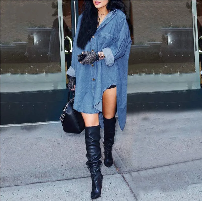 Brownm Attractive Charming Women's Long-sleeved Irregular Blouses