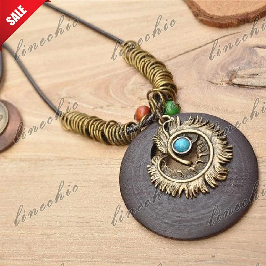 Women plus size clothing Casual Round Alloy Vintage Sweater Necklace-Nordswear