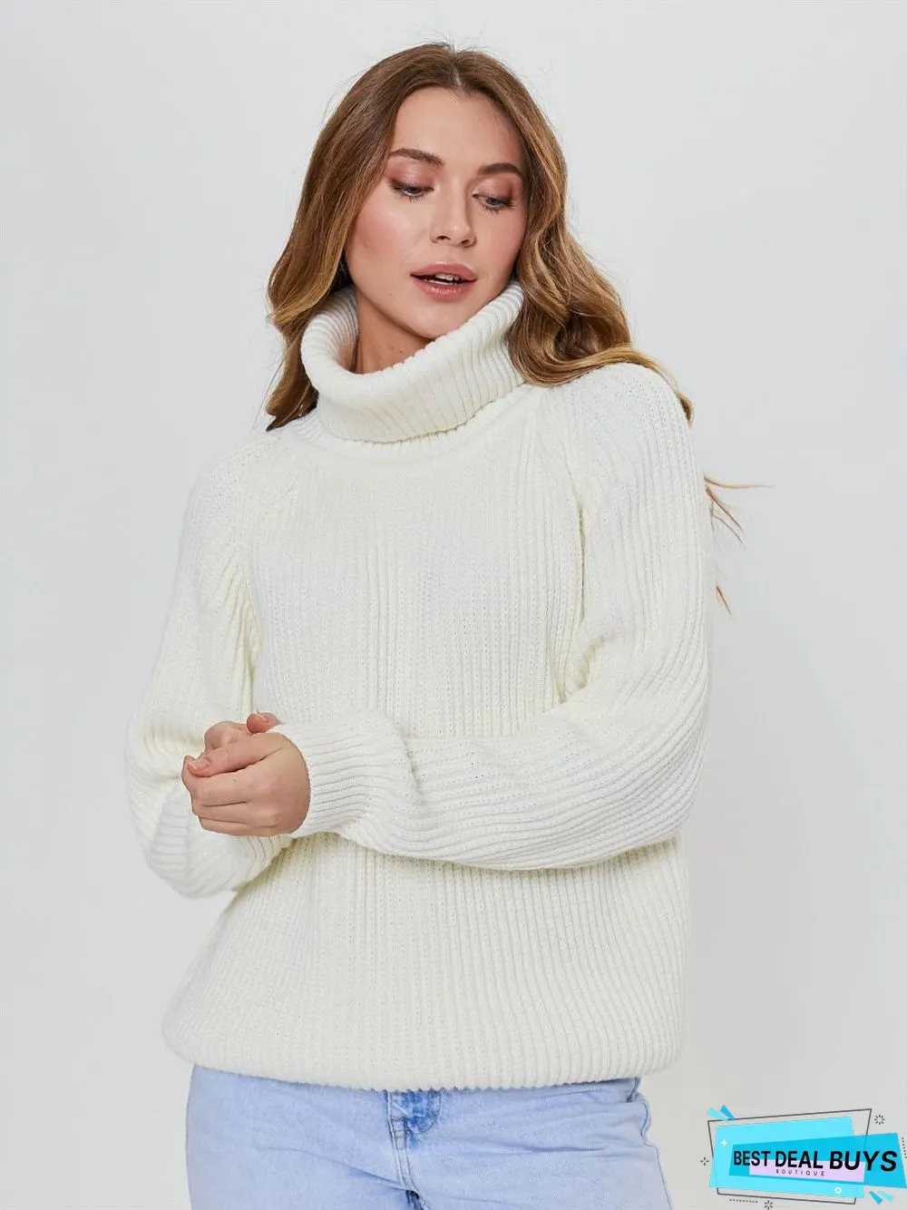 Turtleneck Ingot Needle Solid Color Loose Knit Sweater