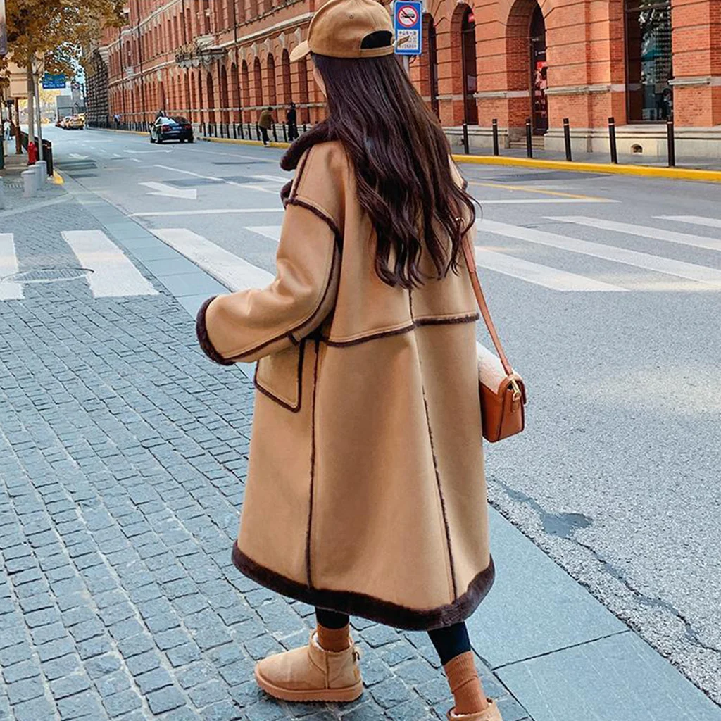 Women's Winter Lambswool Coat With Velvet And Thick Fur Mid-length