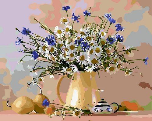 

Blue White Flowers Still Life – Paint By Numbers - 40*50CM, 501 Original
