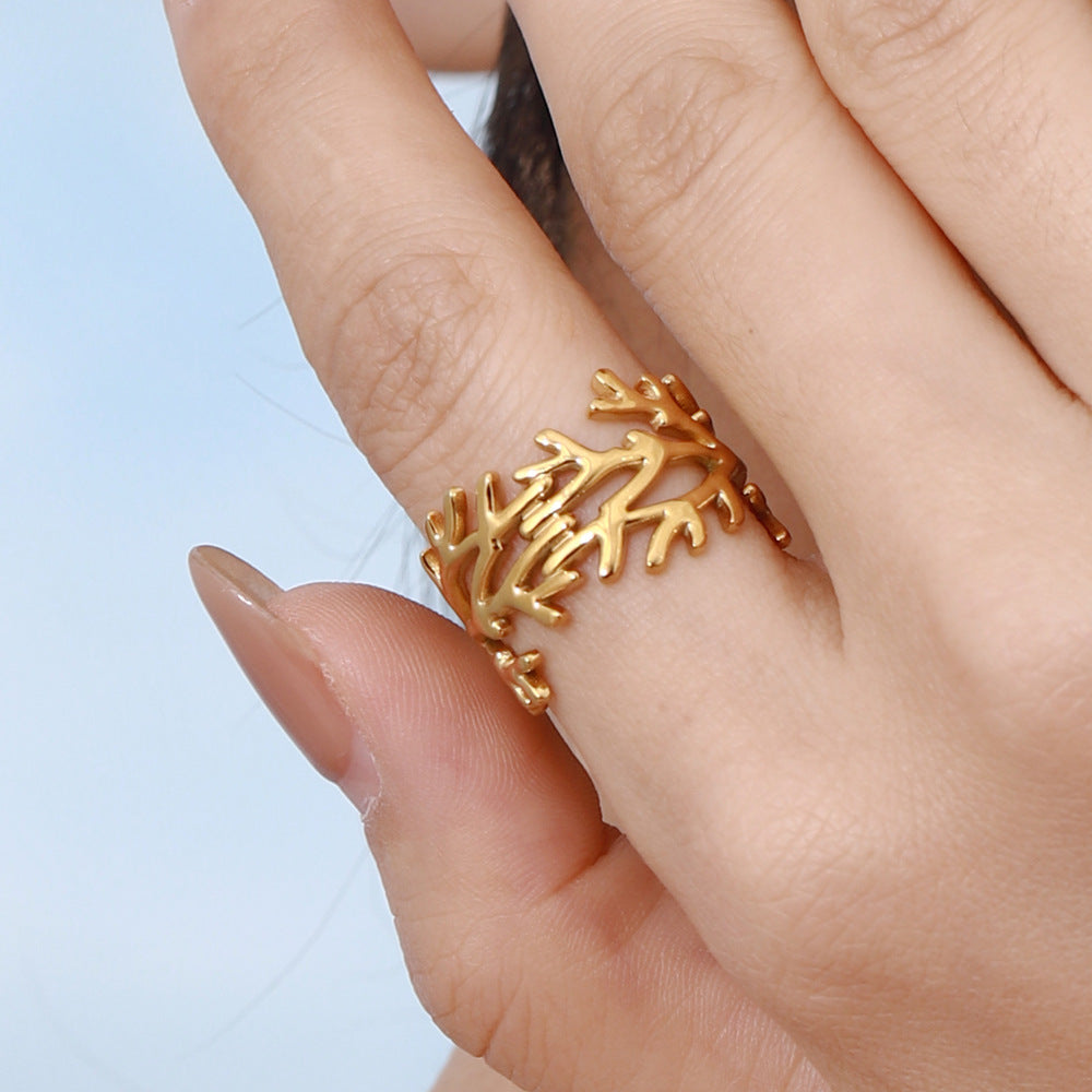 DayJewel Stainless Steel Gold Ring Titanium Steel Jewelry Female Niche Ring