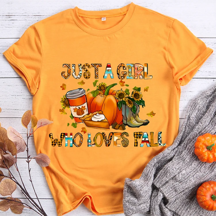 Just A Girl Who Loves Fall Round Neck T-shirt