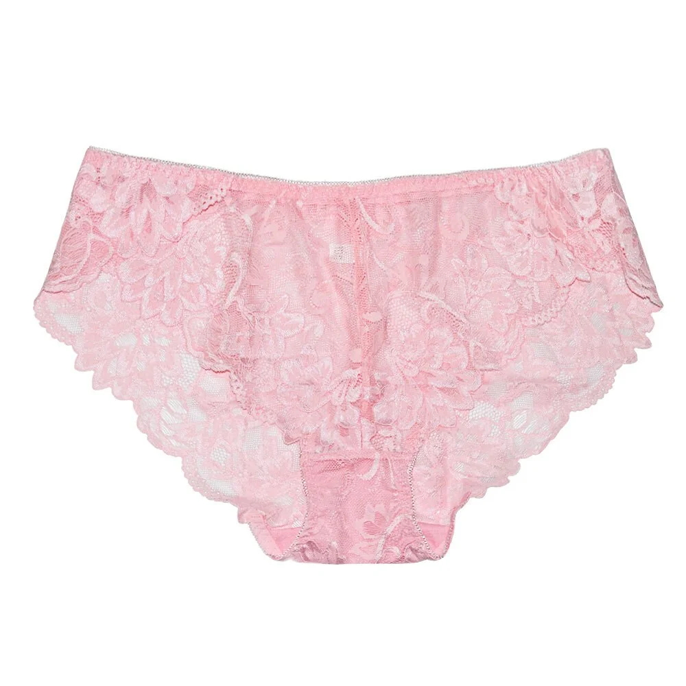 FallSweet Women Full Lace Panties Solid Sexy Briefs Female Plus Size Underwear Mid Rise 4XL