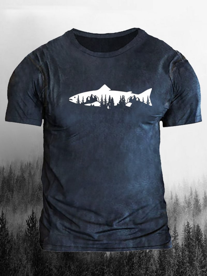 Fish Printed Nature Lover Casual T-Shirt in  mildstyles