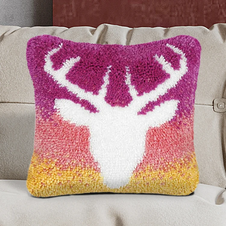 Antlers Pattern Pillowcase Latch Hook Kits for Beginners veirousa