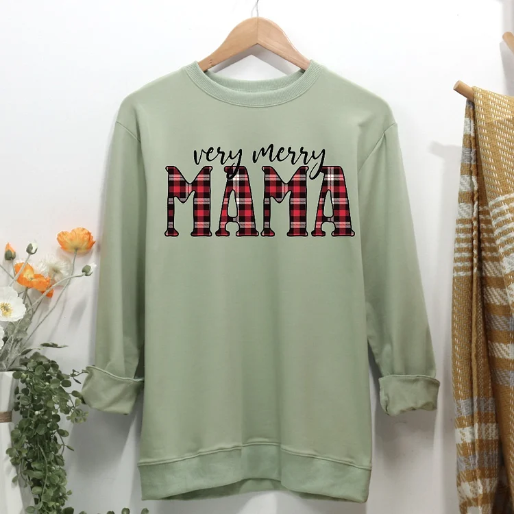 Merry mama, Womens Christmas Women Casual Sweatshirt-Annaletters