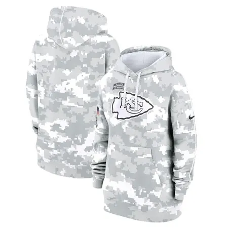 Women's Kansas City Chiefs  Arctic Camo 2024 Salute To Service Club Fleece Pullover Hoodie