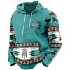 Men's Hoodie Vintage Western Ethnic Aztec Pocket Long Sleeve Plus Size Daily Tops by Inlyline