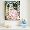 Pink Flower Girl  | Full Round Diamond Painting Kits