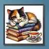 Diamond Painting -DIY Full Round Drill Reading Cat
