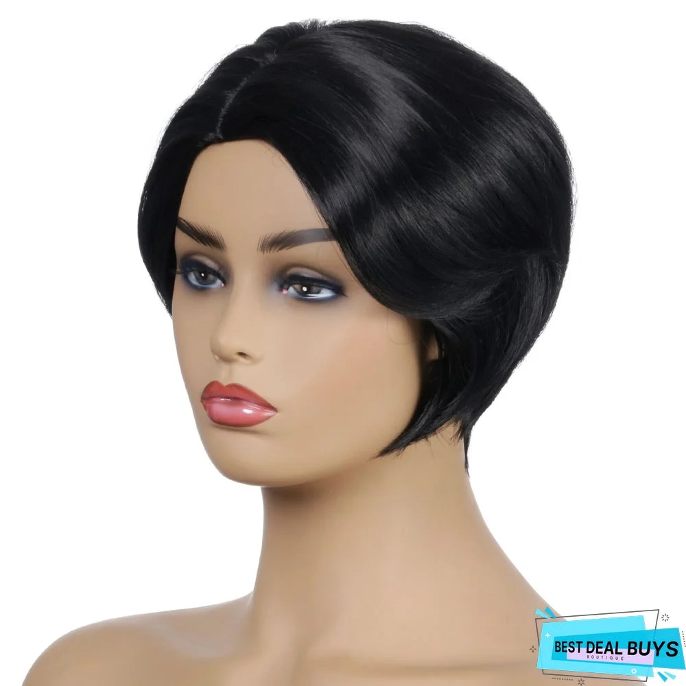 New Wig Women's Fashion Short Straight Hair Chemical Fiber Headgear