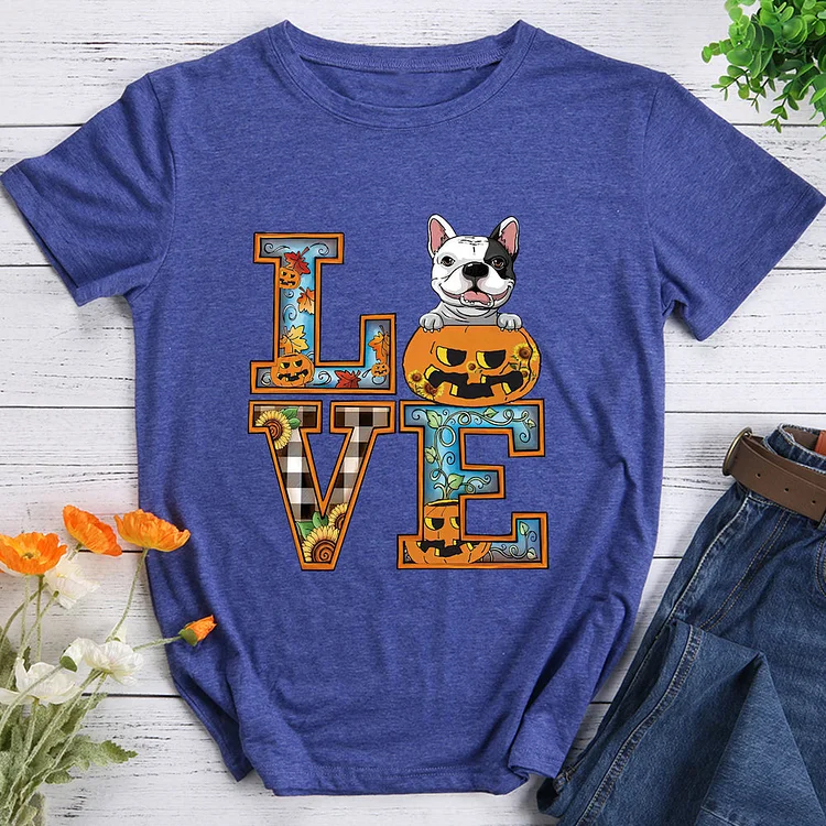 Love fall halloween dog t shirt tee