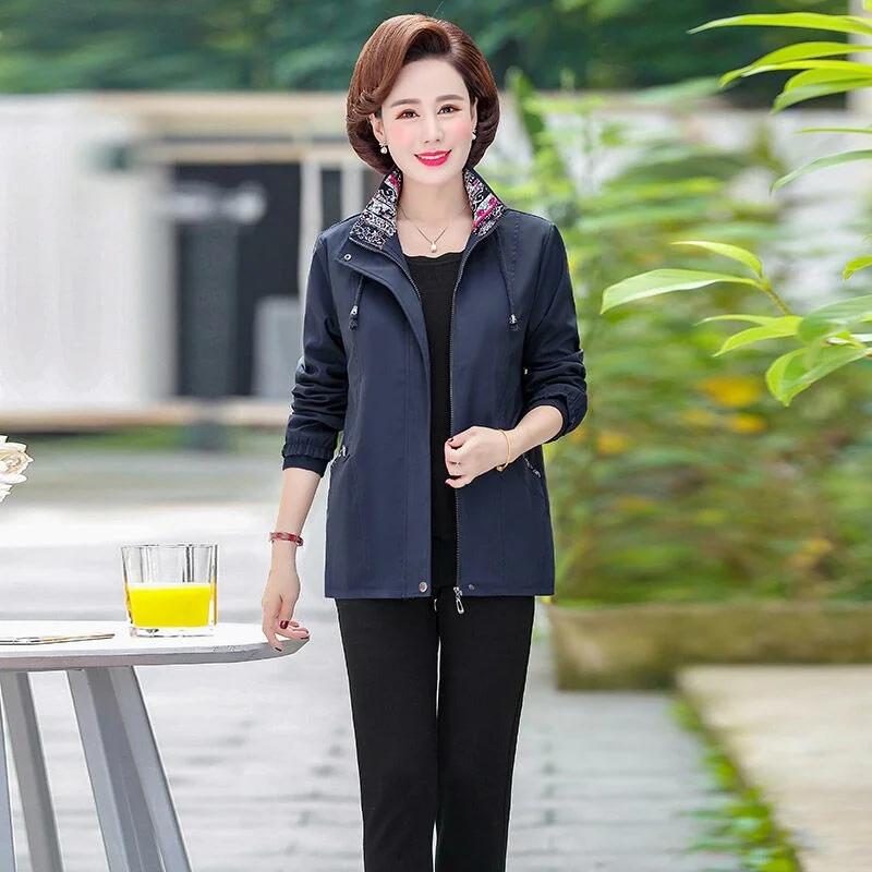 5XL Women Windbreaker 2023 New Autumn Jacket Loose Mid Long Overcoat Zipper Pocket Thin Windbreaker Female Basic Coat J237
