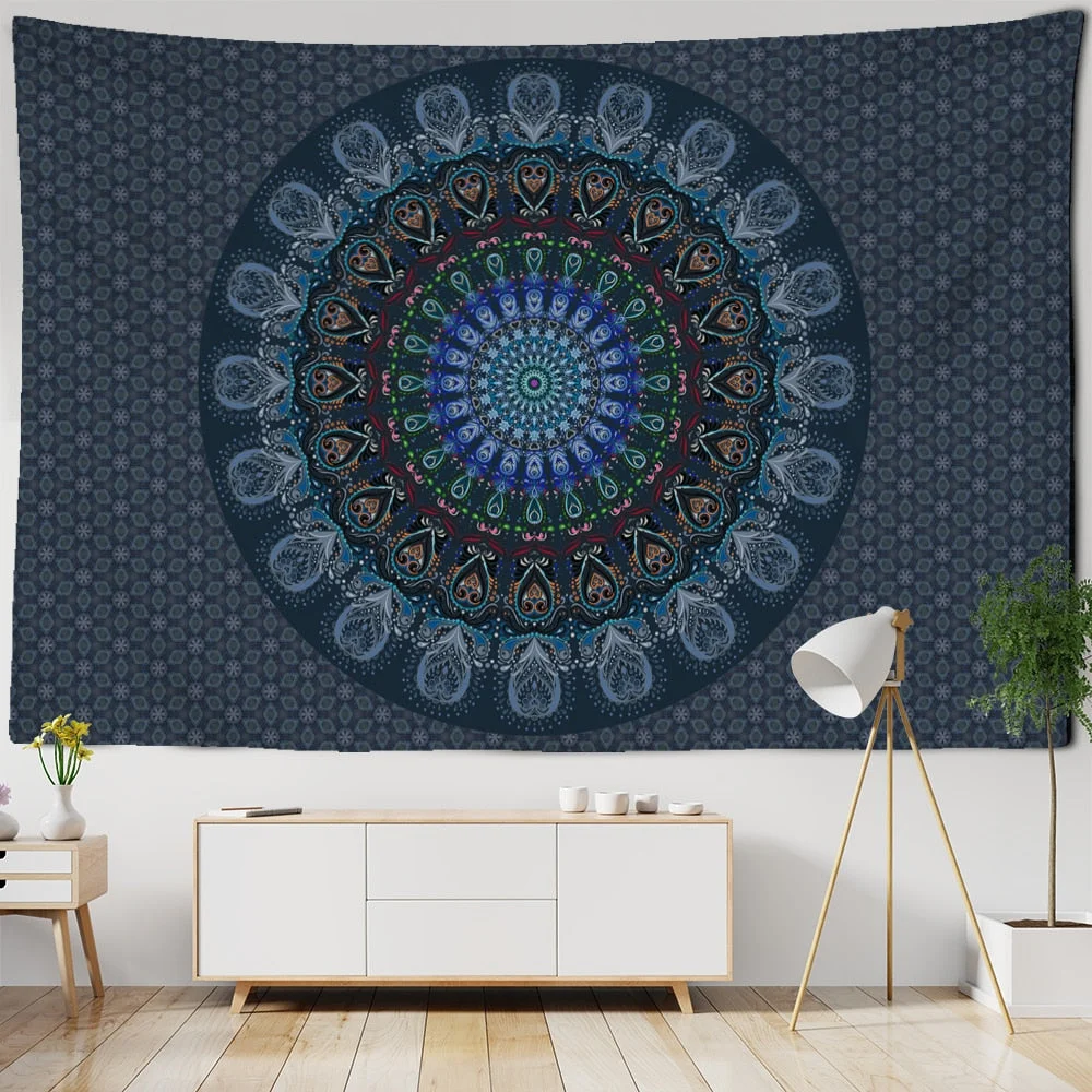 Psychedelic Mandala Tapestry Wall Hanging Bohemia TAPIZ Witchcraft Beach Travel Mattress Room Home Decor