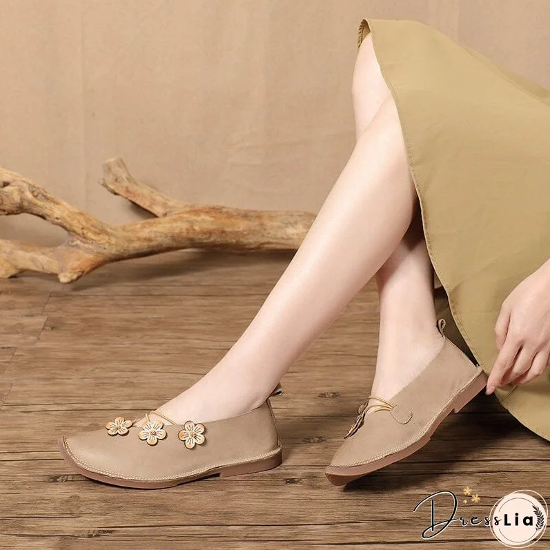 Women Retro Leather Spring Casual Shoes