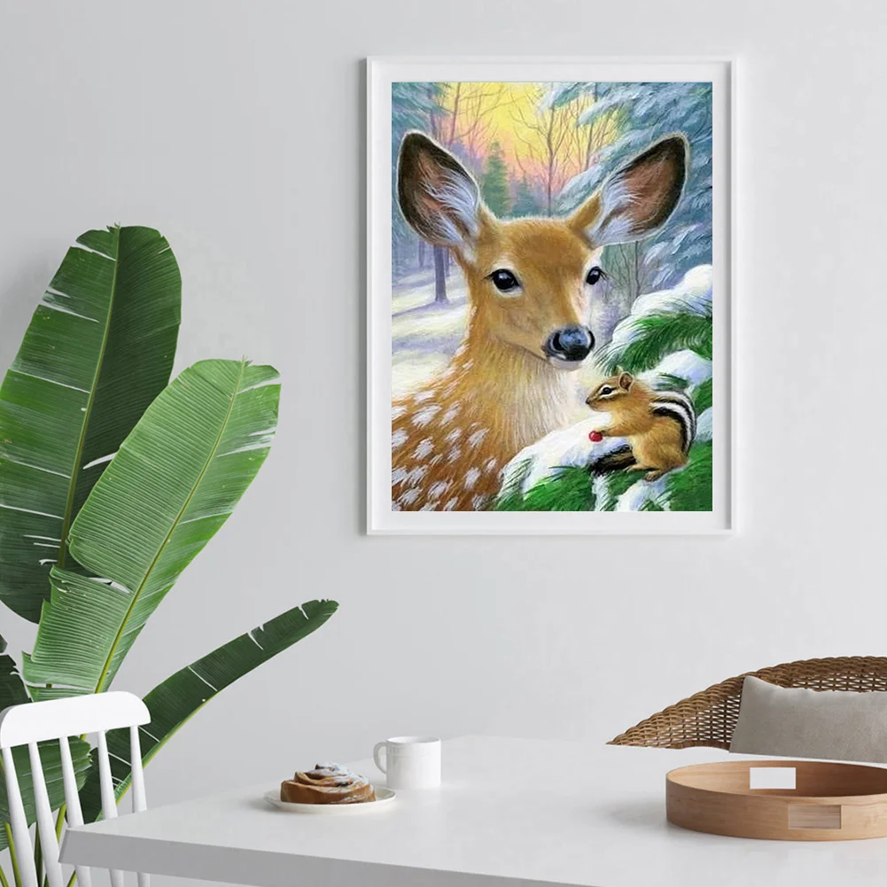 Diamond Painting - Full Round Drill - Deer and Squirrels