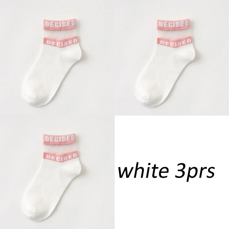 3 pair/set Lot Patchwork Fashion Socks for Girls Women Comfortable Letter Sox mix Summer Color Indoor Floor socks Cute