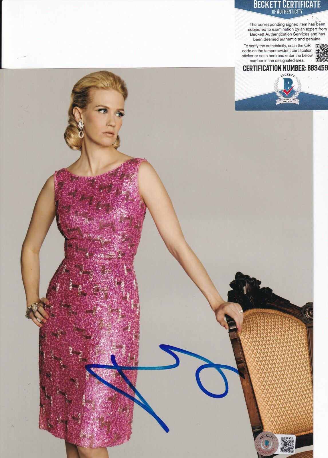 JANUARY JONES signed (MAD MEN) Betty Francis 8X10 Photo Poster painting BECKETT BAS BB34598