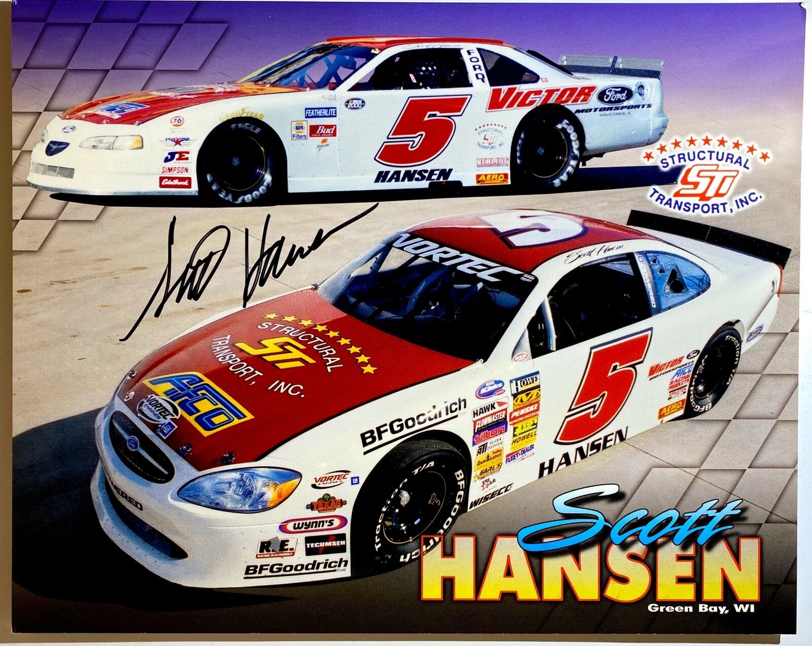 Scott Hansen Signed 8x10 Photo Poster painting NASCAR Stock Car Racing Autograph Auto