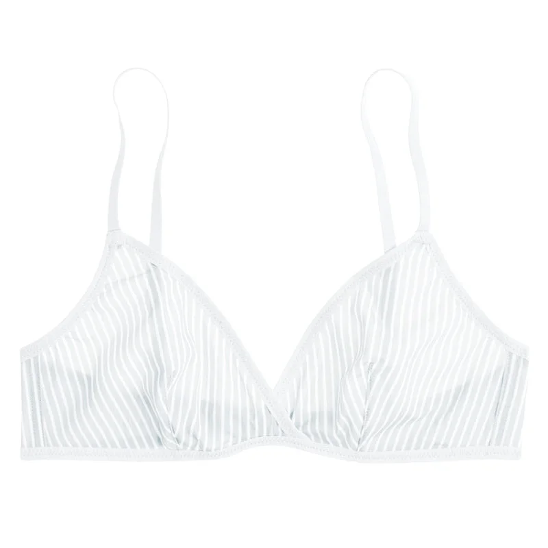 Sexy Stripe Bralette Women Underwear Mesh Lace Bra Top Wireless Ultra-thin Brassiere See Through Bras Female intimates Lingerie