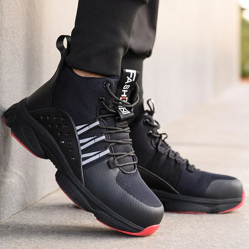 Men Lightweight Safety Shoes Steel Toe Work Breathable Ankle Boots Work Sneakers Men Shoes Anti-smash Work Boots Plus Size 36-50