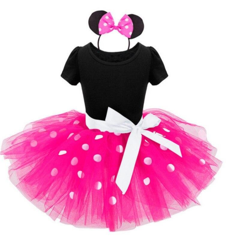 New Fancy Baby Girl Polka Dots Dress For Girls Summer Mouse Dress Children Clothing 1-6Y Birthday Party Vestido Kids Costume