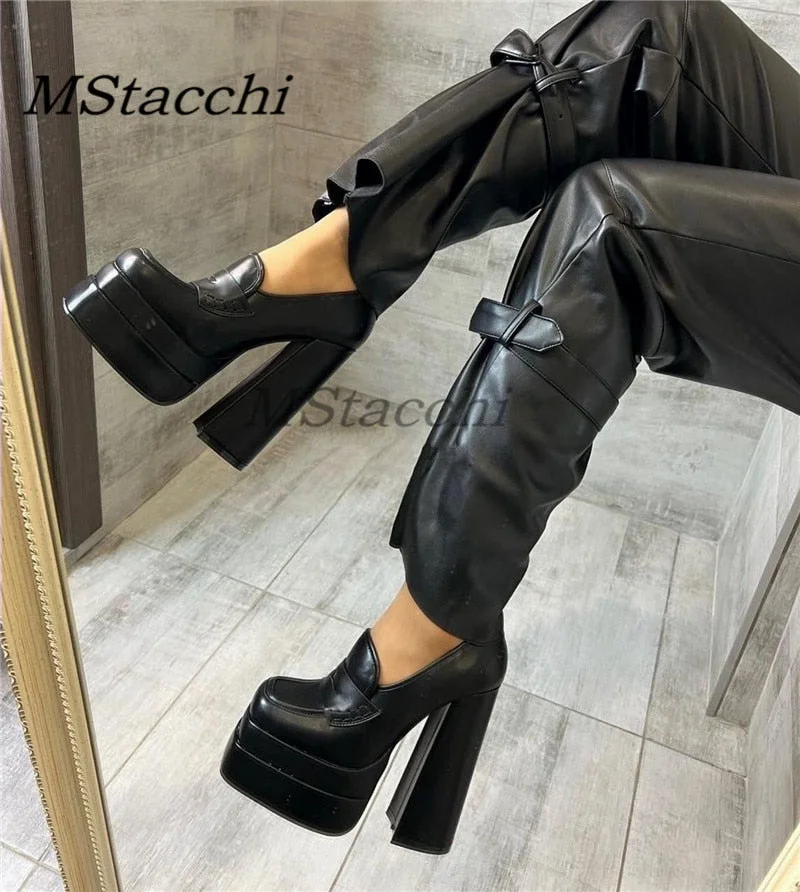 Luxury Brand Woman Shoe Chunky Heels Women Pumps Elegant Platform Shoes Office Lady Thick Bottom Ladies Shoes Wedding Party Shoe