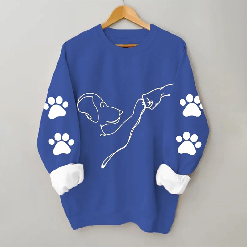Romanshe Dog High Five Casual Long-Sleeved Sweatshirt