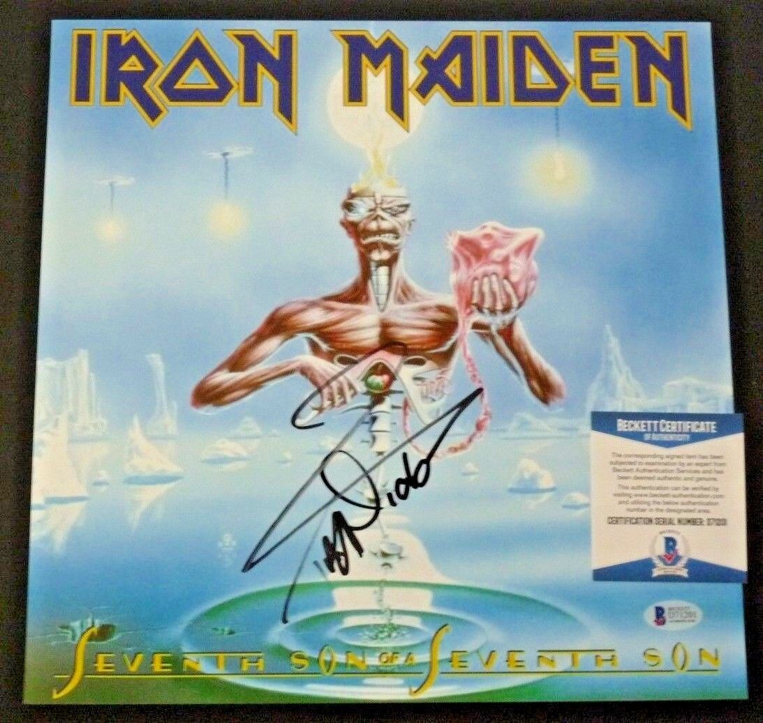 Nicko McBrain Iron Maiden Seventh Son Auto Signed 12x12 LP Photo Poster painting BAS Certified